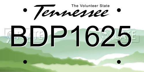 BDP1625 Tennessee License Plate