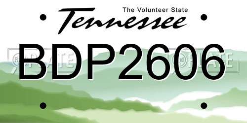 BDP2606 Tennessee License Plate