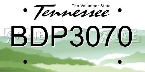BDP3070 Tennessee License Plate