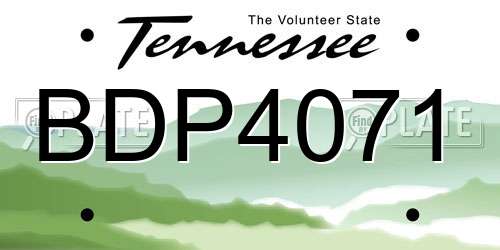 BDP4071 Tennessee License Plate