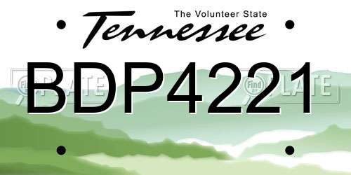 BDP4221 Tennessee License Plate