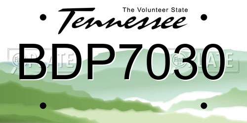 BDP7030 Tennessee License Plate