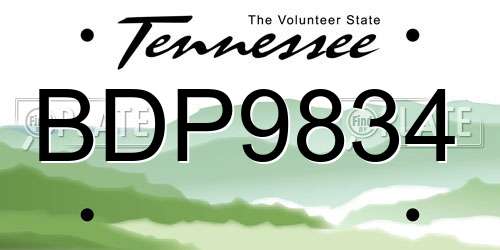 BDP9834 Tennessee License Plate