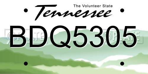 BDQ5305 Tennessee License Plate