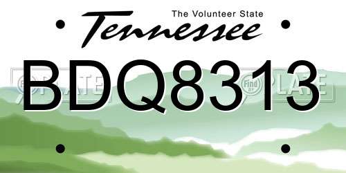 BDQ8313 Tennessee License Plate