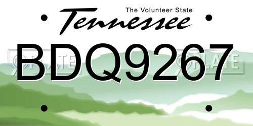 BDQ9267 Tennessee License Plate
