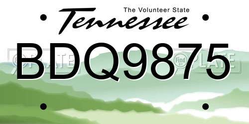 BDQ9875 Tennessee License Plate