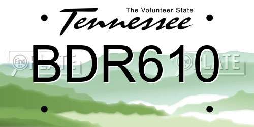 BDR610 Tennessee License Plate