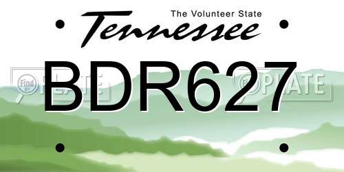 BDR627 Tennessee License Plate