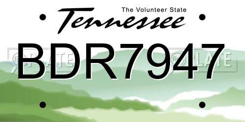 BDR7947 Tennessee License Plate