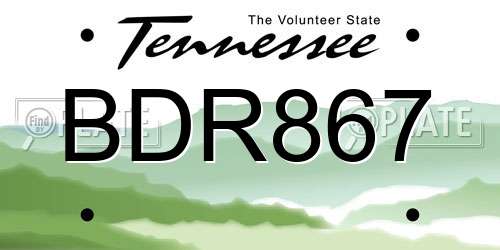 BDR867 Tennessee License Plate