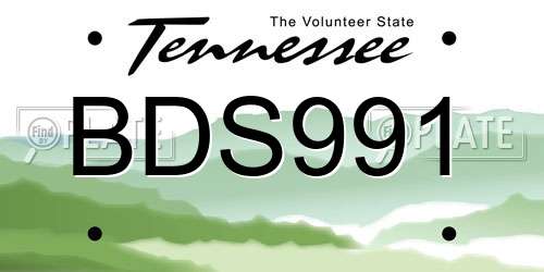 BDS991 Tennessee License Plate
