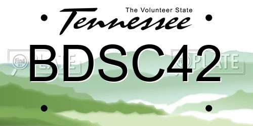 BDSC42 Tennessee License Plate