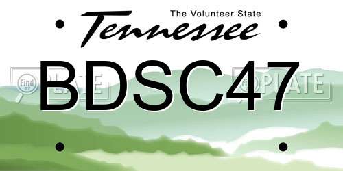 BDSC47 Tennessee License Plate