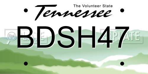 BDSH47 Tennessee License Plate