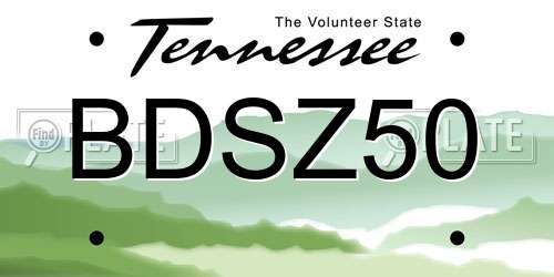 BDSZ50 Tennessee License Plate