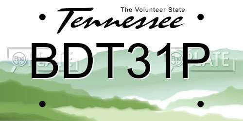 BDT31P Tennessee License Plate