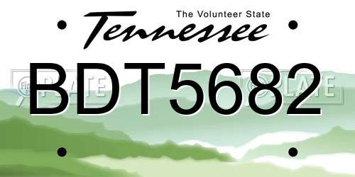 BDT5682 Tennessee License Plate