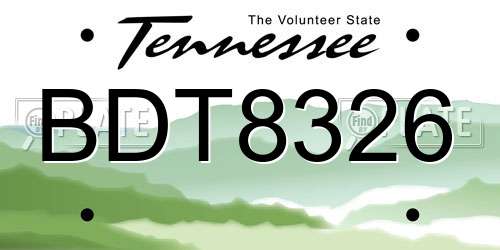 BDT8326 Tennessee License Plate