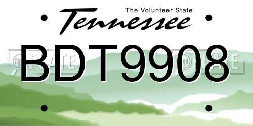 BDT9908 Tennessee License Plate