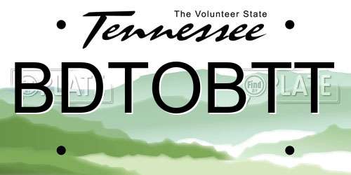 BDTOBTT Tennessee License Plate