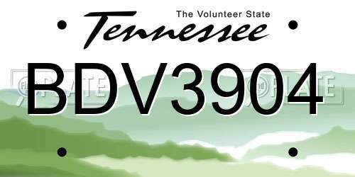 BDV3904 Tennessee License Plate
