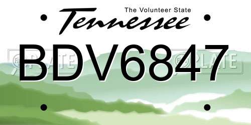 BDV6847 Tennessee License Plate