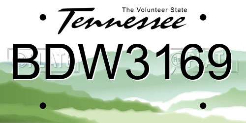 BDW3169 Tennessee License Plate