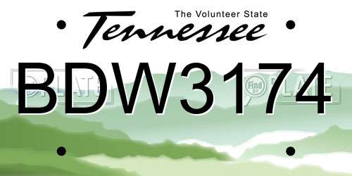 BDW3174 Tennessee License Plate