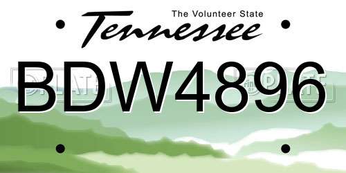 BDW4896 Tennessee License Plate