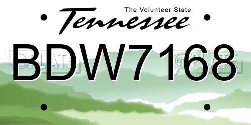 BDW7168 Tennessee License Plate