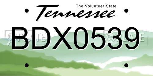 BDX0539 Tennessee License Plate
