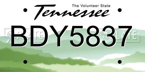 BDY5837 Tennessee License Plate