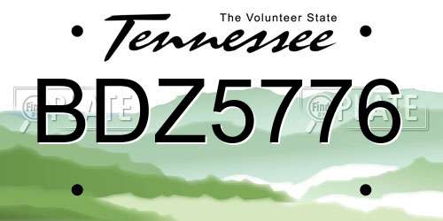 BDZ5776 Tennessee License Plate