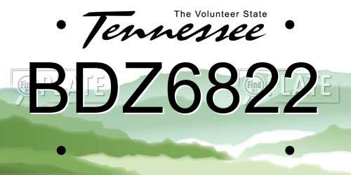 BDZ6822 Tennessee License Plate