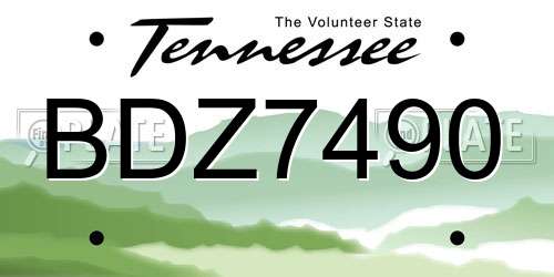 BDZ7490 Tennessee License Plate