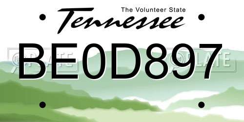BE0D897 Tennessee License Plate
