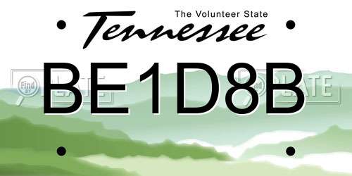 BE1D8B Tennessee License Plate