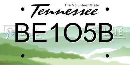 BE1O5B Tennessee License Plate