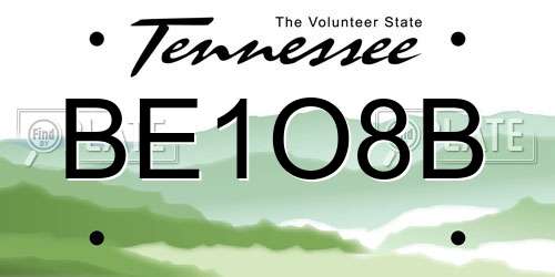 BE1O8B Tennessee License Plate