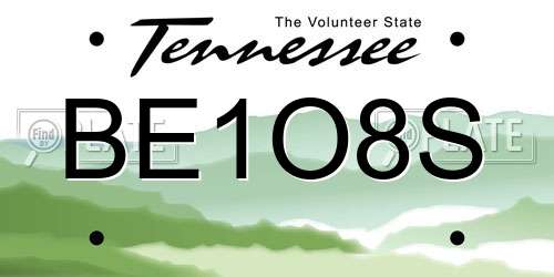 BE1O8S Tennessee License Plate
