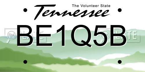 BE1Q5B Tennessee License Plate