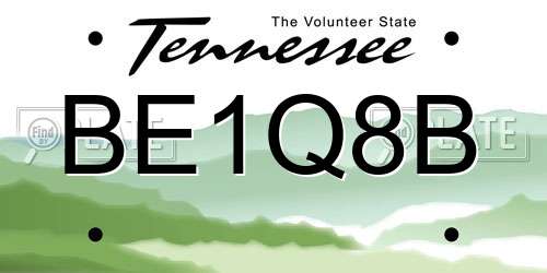 BE1Q8B Tennessee License Plate