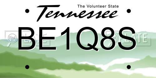 BE1Q8S Tennessee License Plate