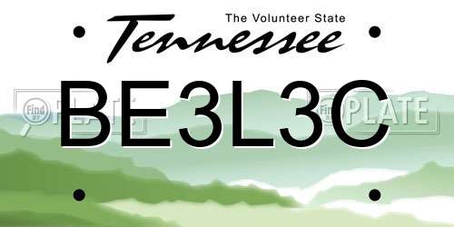 BE3L3C Tennessee License Plate