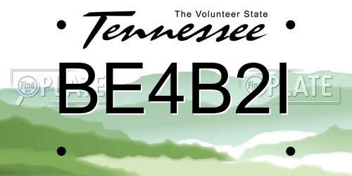 BE4B2I Tennessee License Plate