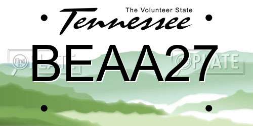 BEAA27 Tennessee License Plate
