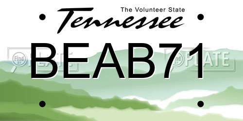 BEAB71 Tennessee License Plate