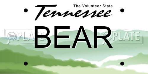 BEAR Tennessee License Plate