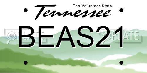 BEAS21 Tennessee License Plate